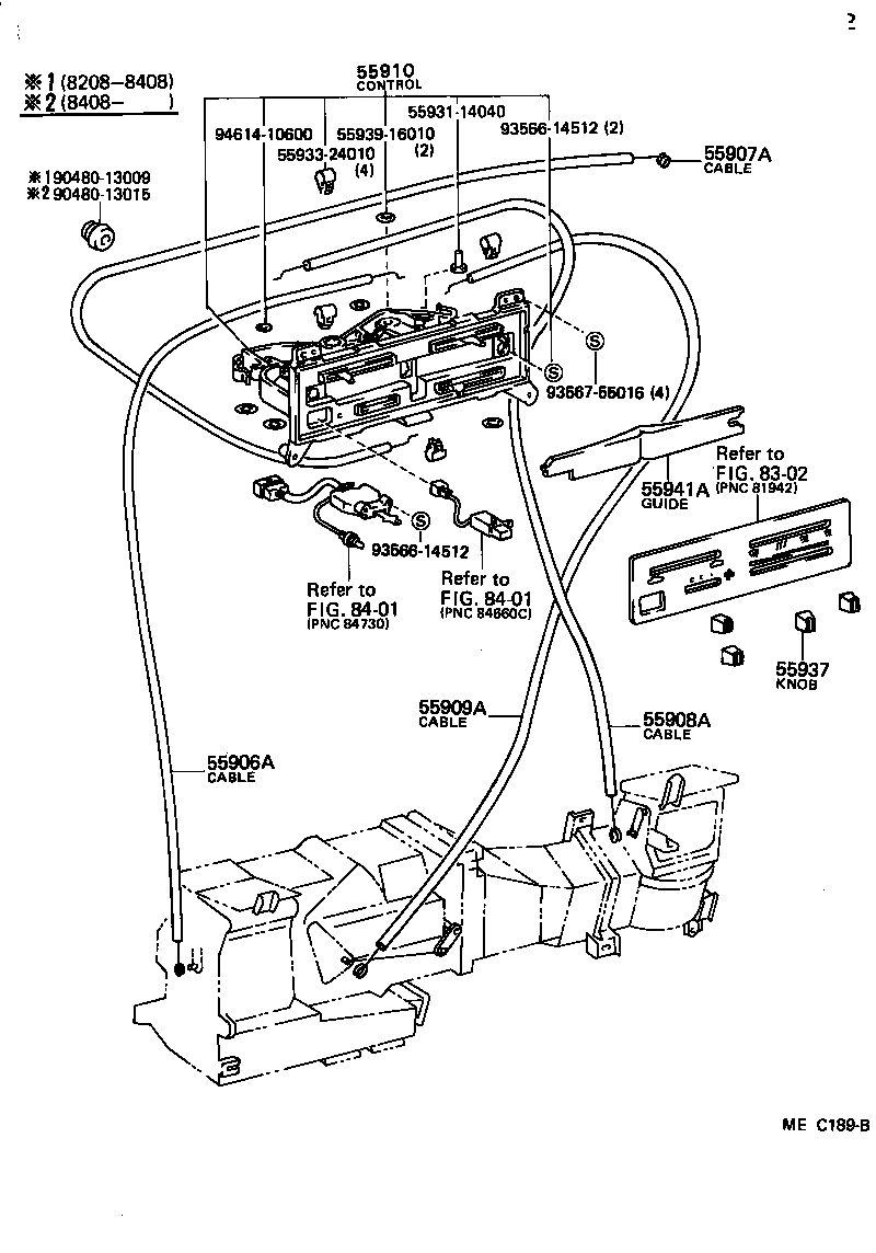 Toyota 55906-16040 CABLE SUB-ASSY, DEFROSTER DAMPER CONTROL