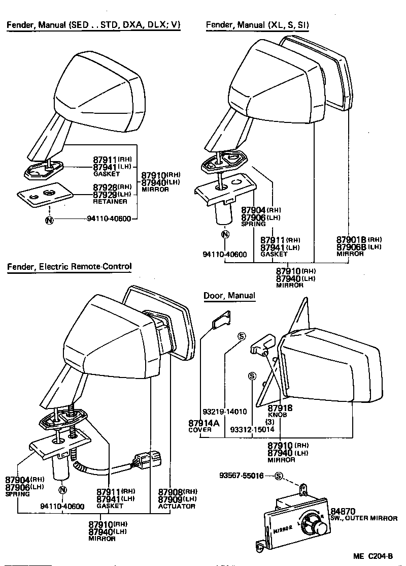 67119-10040 RETAINER, OUTER REAR VIEW MIRROR, LH product image