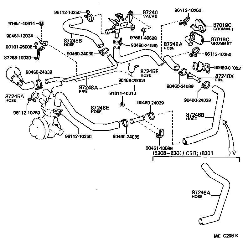 87245-10230 HOSE, HEATER WATER, OUTLET A product image