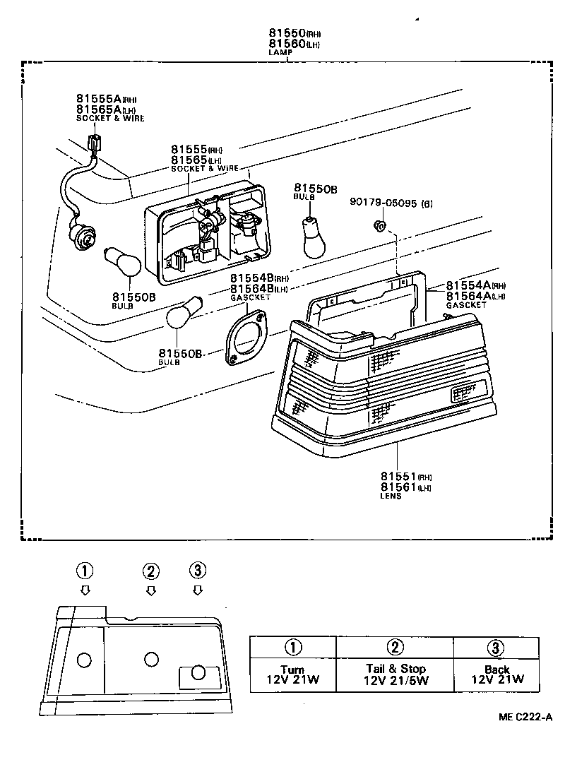 81550-80225 LAMP ASSY, REAR COMBINATION, RH product image