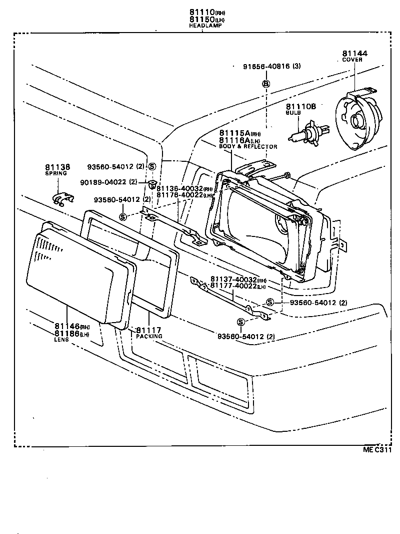 81175-40022 BODY AND REFLECTOR SUB-ASSY, HEADLAMP, LH product image