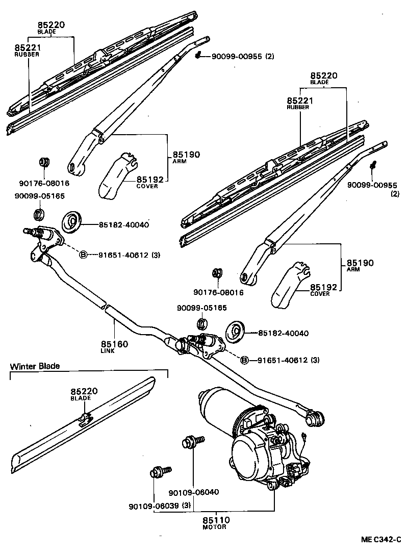 85220-16490 BLADE ASSY, WINDSHIELD WIPER product image