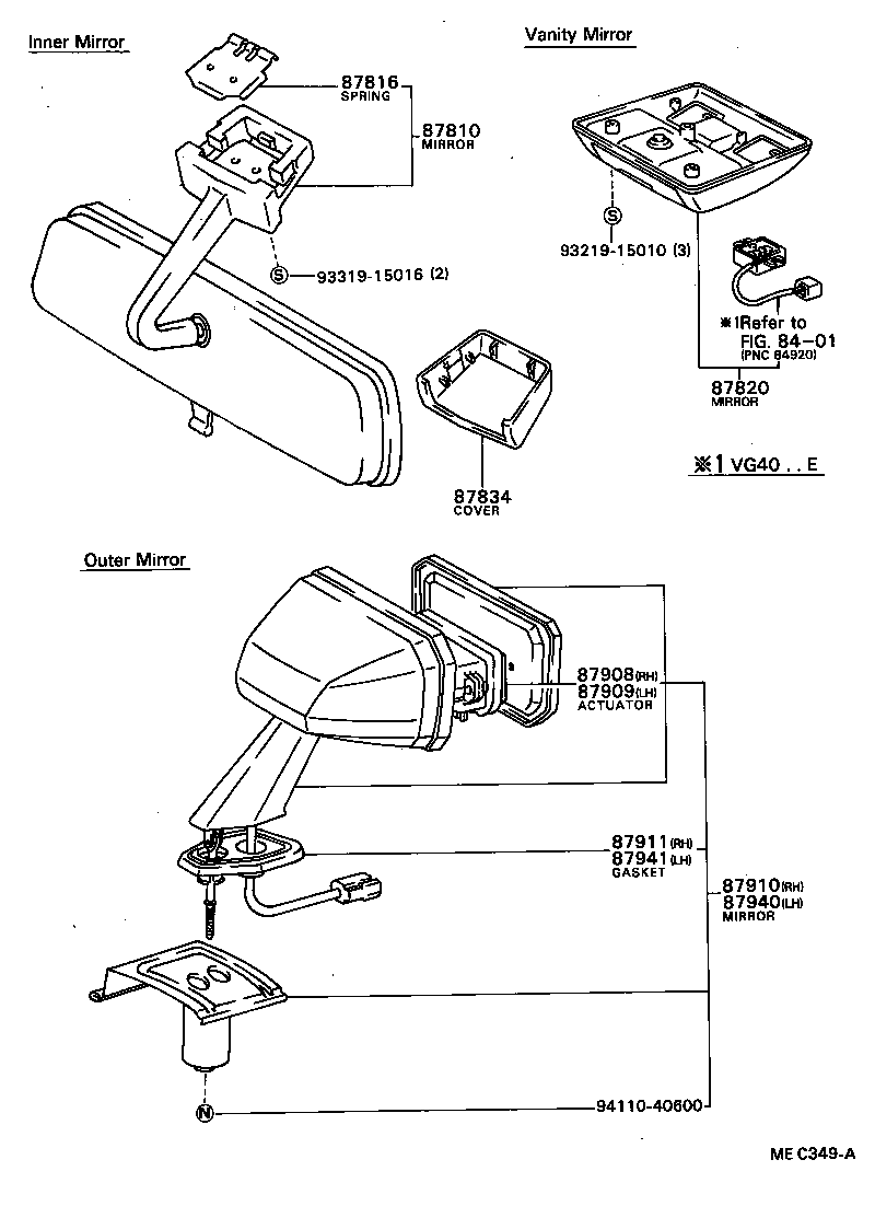 87908-40010 ACTUATOR ASSY, OUTER MIRROR, RH product image