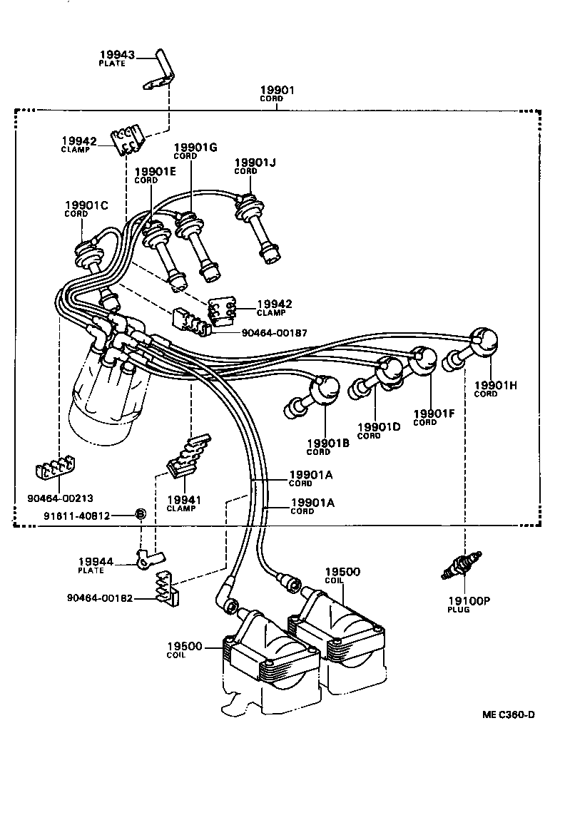 90919-21571 CORD SET, COIL & SPARK, W/RESISTIVE product image