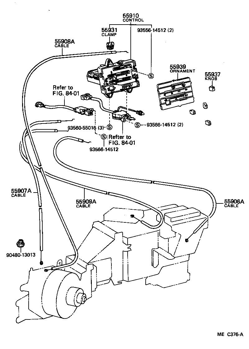 55907-95705 CABLE SUB-ASSY, WATER VALVE CONTROL product image