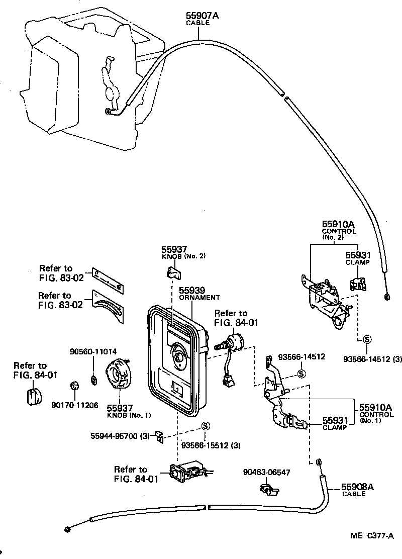 55907-95705 CABLE SUB-ASSY, WATER VALVE CONTROL product image