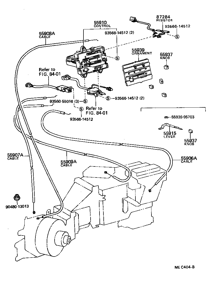 55905-95702 KNOB, HEATER CONTROL LEVER product image