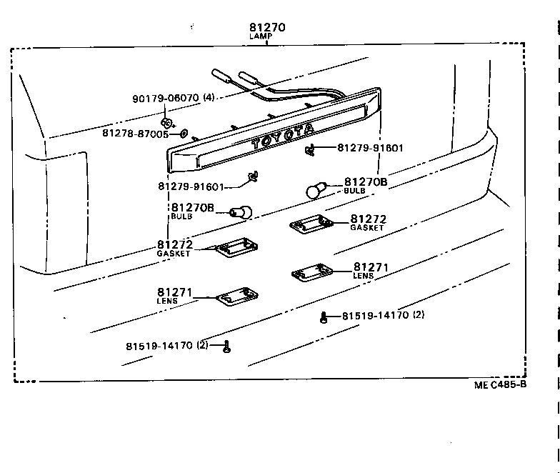 Toyota 81270-29825 LAMP ASSY, LICENSE PLATE