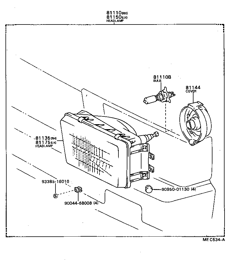 81135-28030 UNIT ASSY, HEADLAMP, RH product image