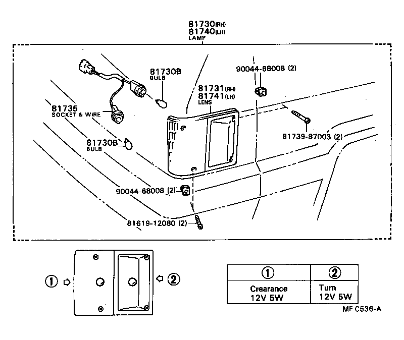 81735-87004 SOCKET AND WIRE, SIDE TURN SIGNAL LAMP product image