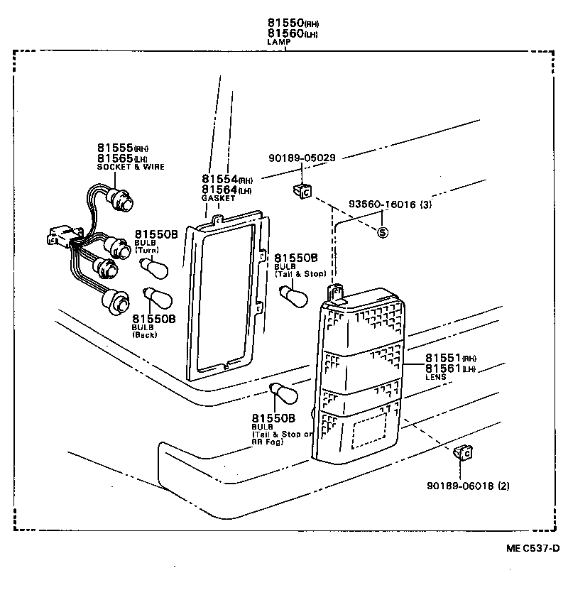 81550-87006 LAMP ASSY, REAR COMBINATION, RH product image