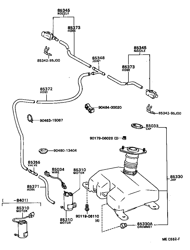 85343-28010 HOSE, WINDSHIELD WASHER (FROM JOINT TO NOZZLE) product image