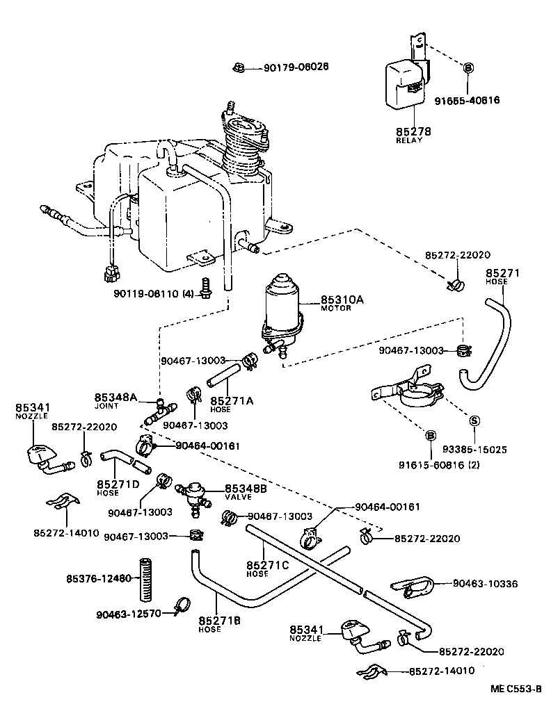 85276-28010 RELAY ASSY, HEADLAMP CLEANER CONTROL product image