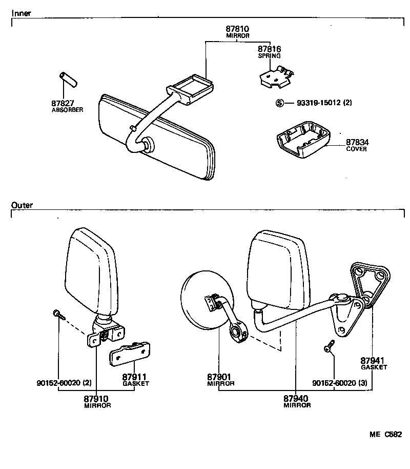 87810-95A08 MIRROR ASSY, INNER REAR VIEW product image