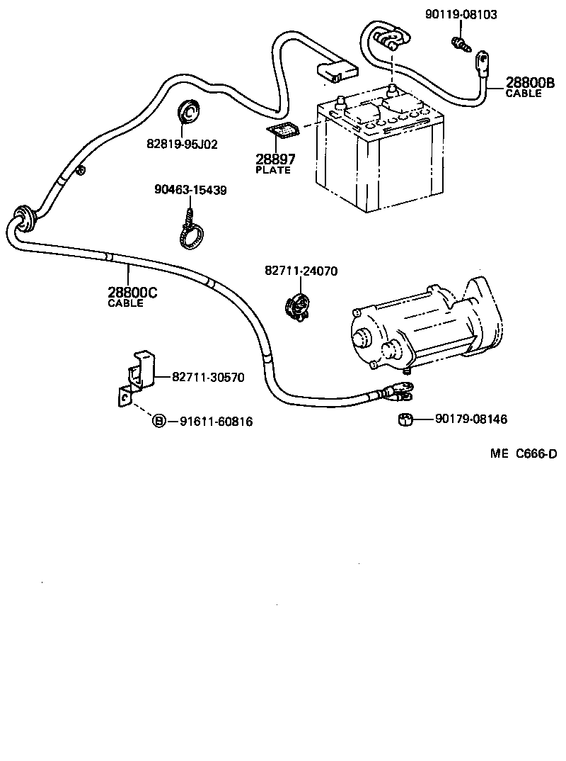 82122-95J07 CABLE, BATTERY TO STARTER(FOR BATTERY TO MAIN SWITCH) product image