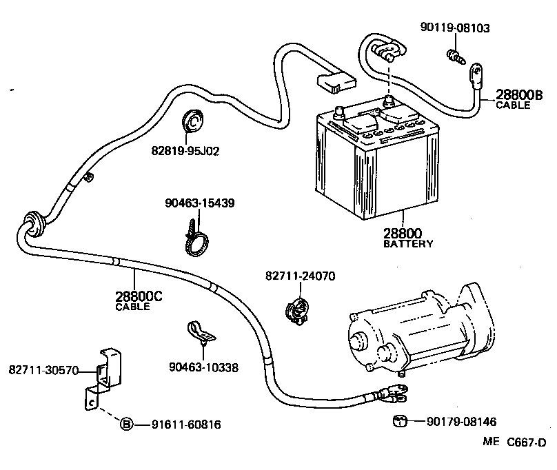 82122-95J02 CABLE, BATTERY TO STARTER(FOR BATTERY TO MAIN SWITCH) product image