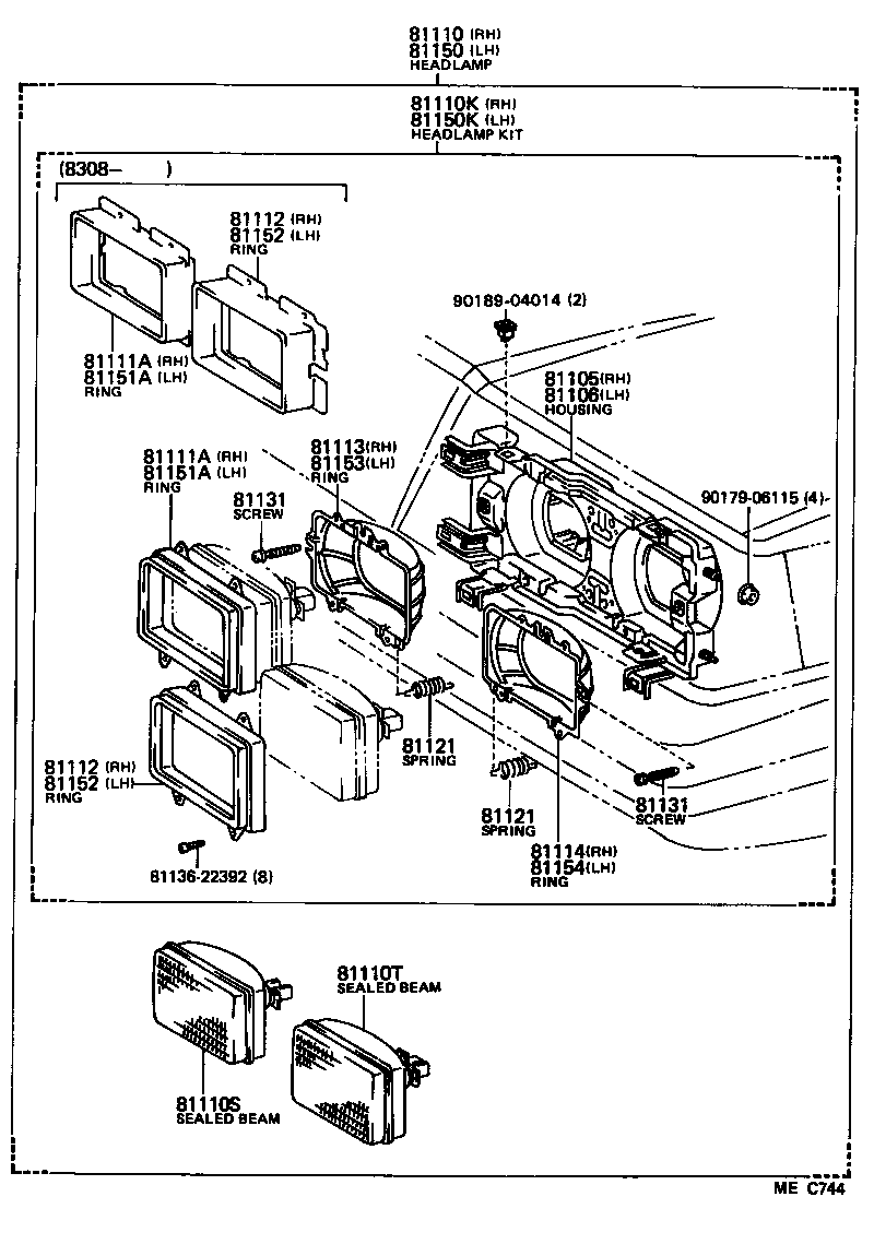 04817-22020 HEADLAMP KIT, W/O SEALED BEAM, RH product image