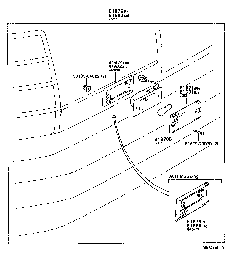 81672-20050 GASKET, BACK-UP LAMP LENS, RH product image