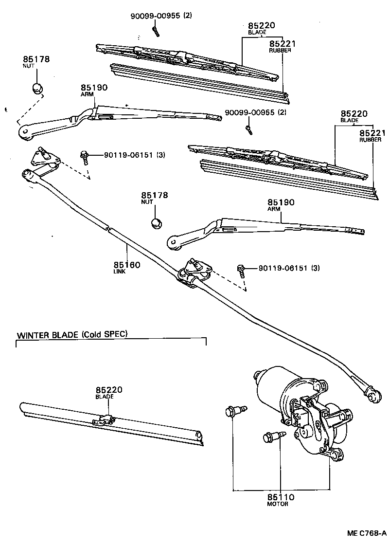 85110-20380 MOTOR ASSY, WINDSHIELD WIPER product image