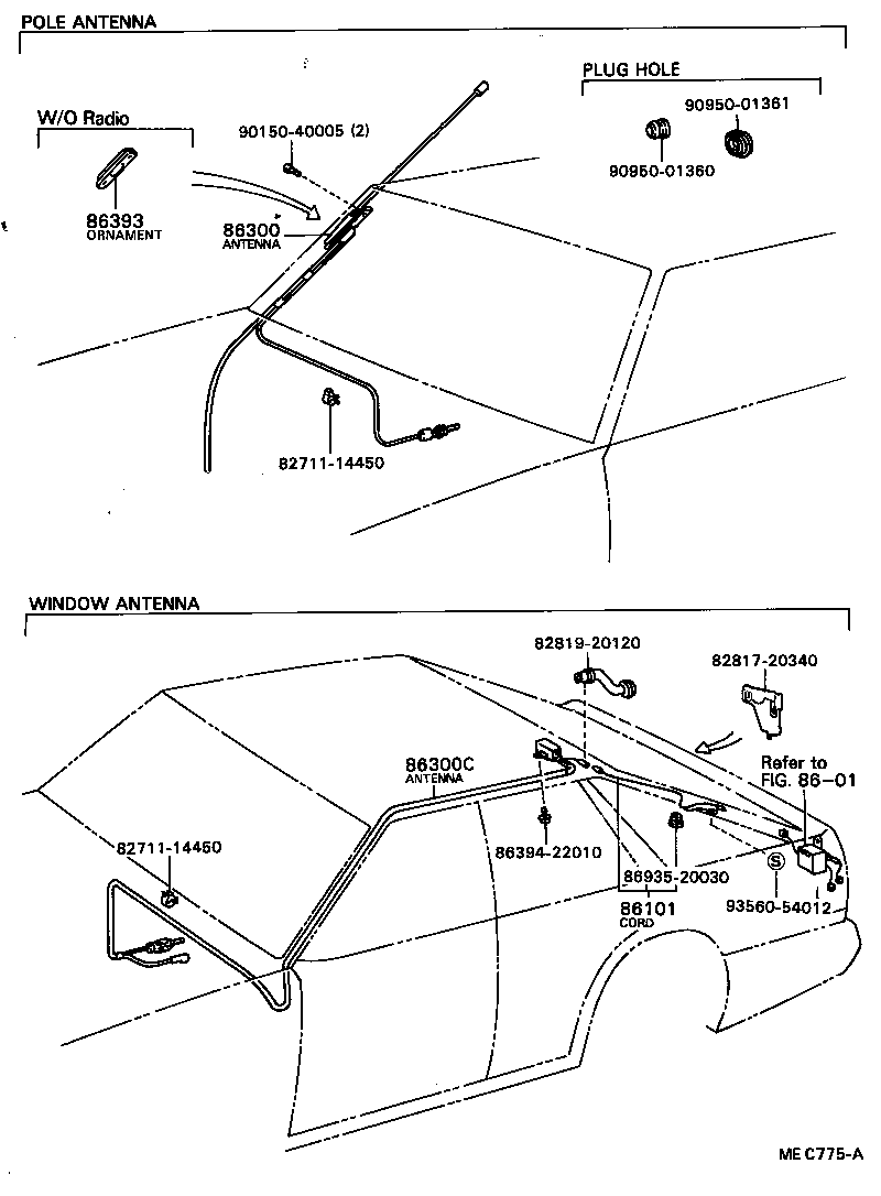86300-20380 ANTENNA ASSY, W/HOLDER product image