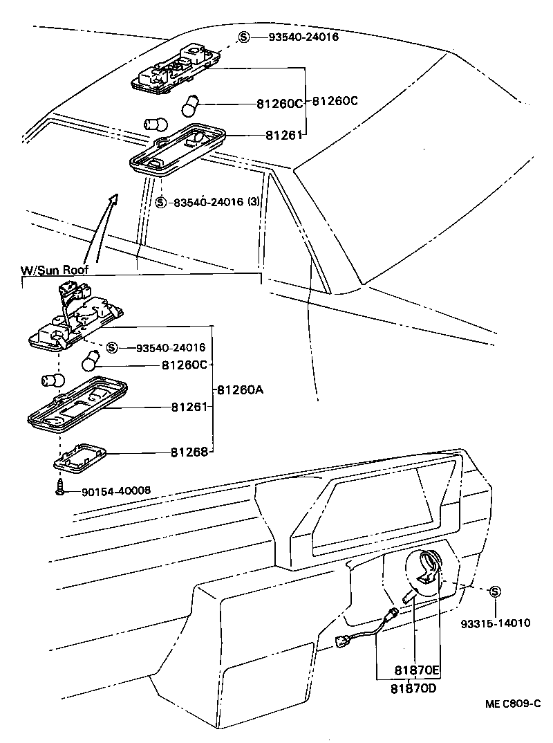 81870-32010 LAMP ASSY, KEY CYLINDER product image