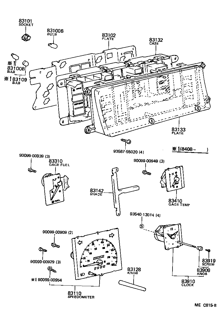 Toyota 83133-32250 PLATE, COMBINATION METER, NO.1