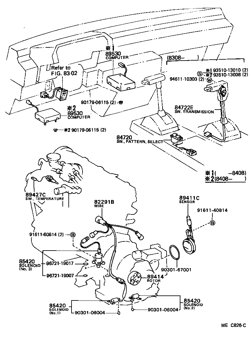 Toyota 84722-32010 SWITCH, TRANSMISSION CONTROL
