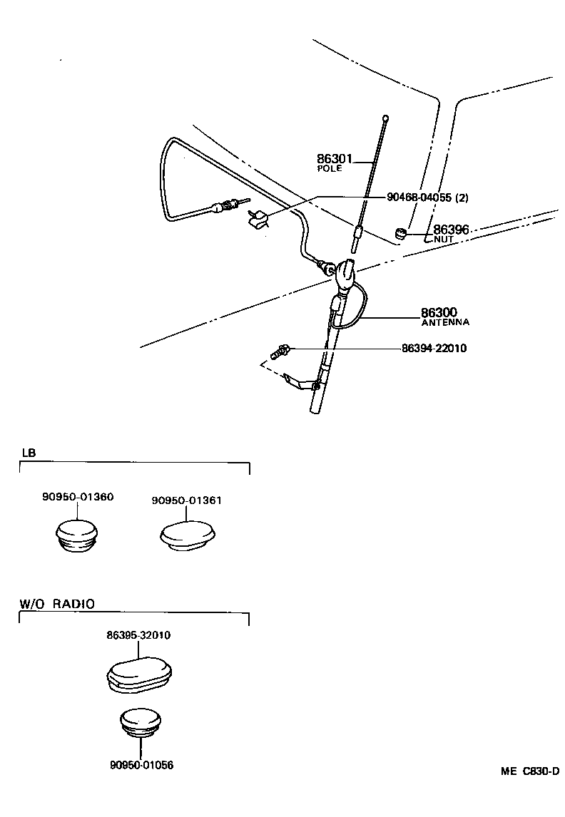 Toyota 86300-32080 ANTENNA ASSY, W/HOLDER