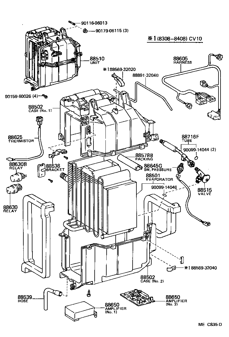 Toyota 88501-32021 EVAPORATOR SUB-ASSY, COOLER, NO.1
