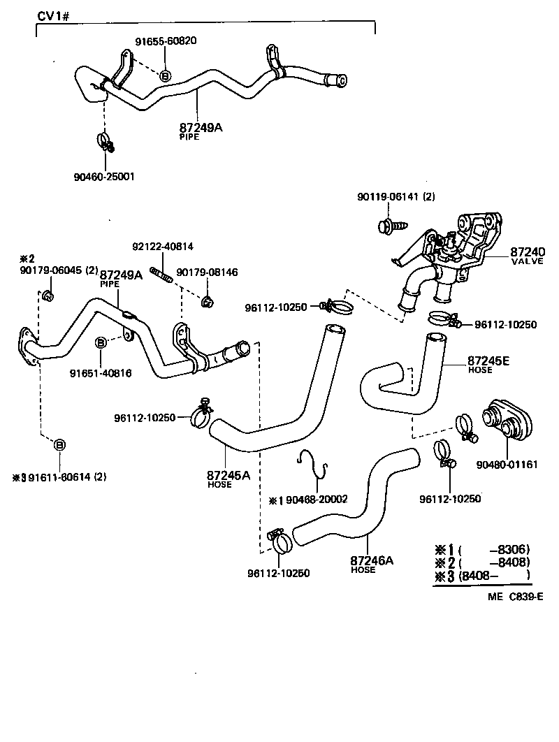 Toyota 87245-32060 HOSE, HEATER WATER, INLET A