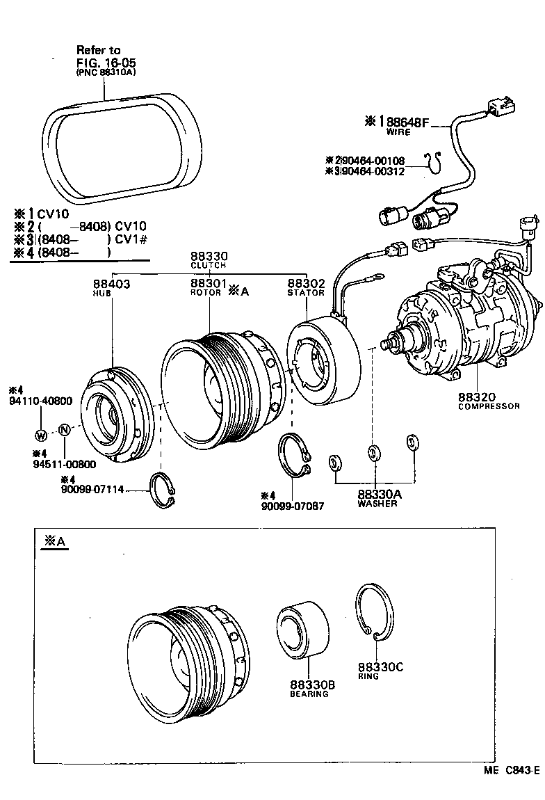 Toyota 88316-32010 CRANKSHAFT, COOLER COMPRESSOR