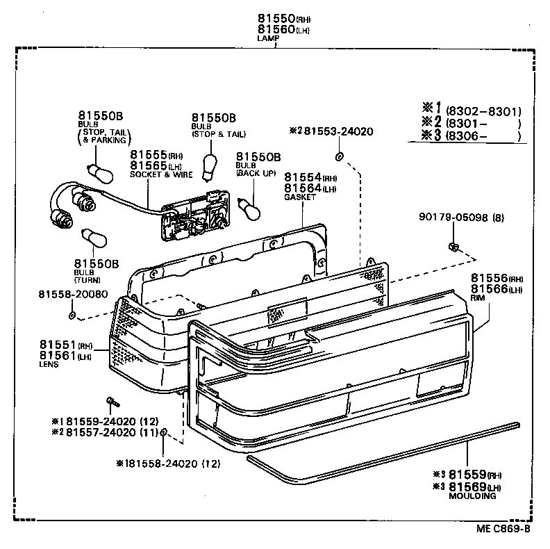 81550-80097 LAMP ASSY, REAR COMBINATION, RH product image