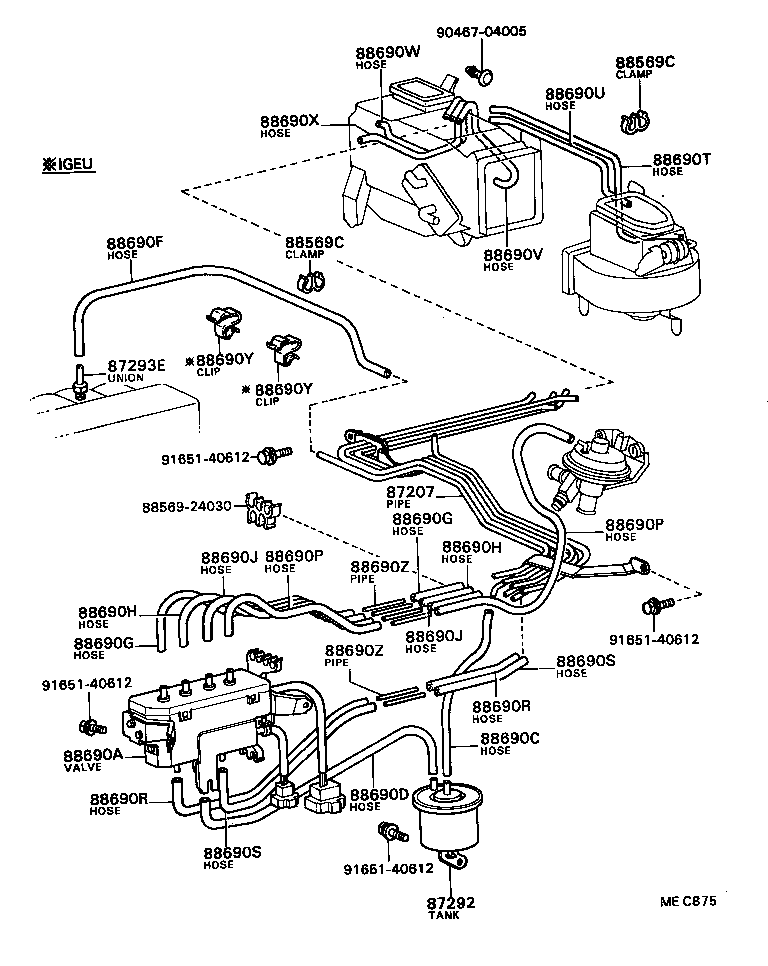 87207-24020 PIPE SUB-ASSY, VACUUM product image