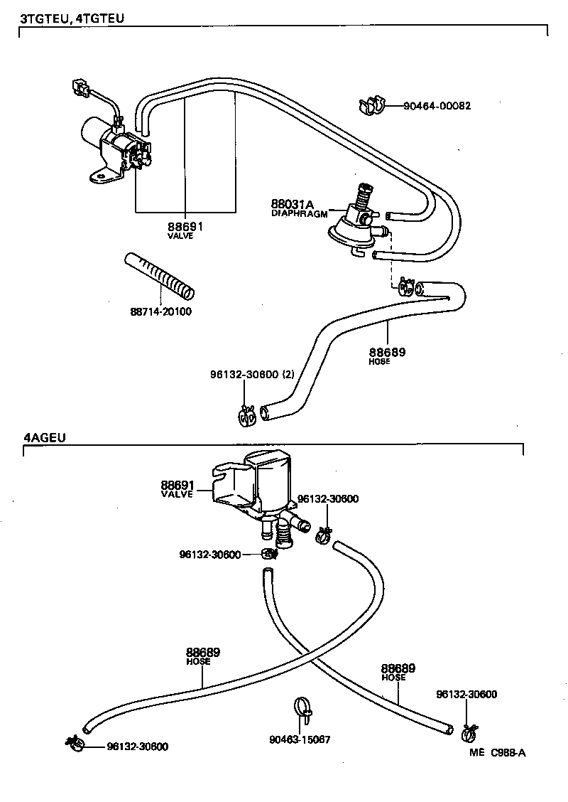 88689-30540 HOSE, DAMPER CONTROL DIAPHRAGM VACUUM product image