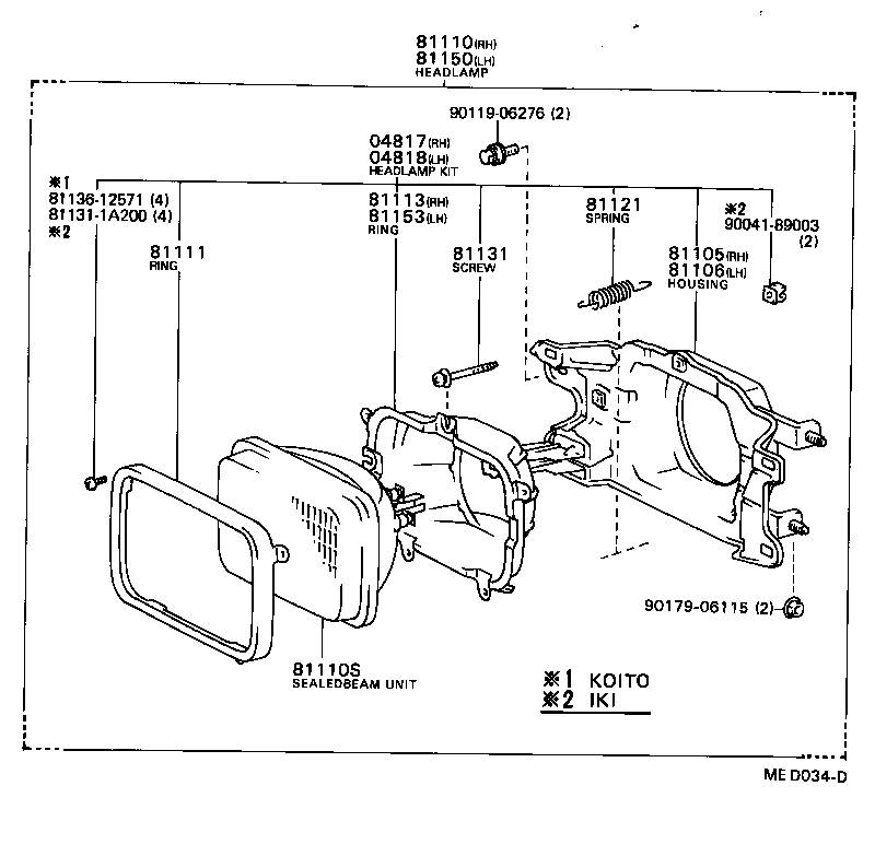 Toyota 81127-1A191 BEARING, HEADLAMP