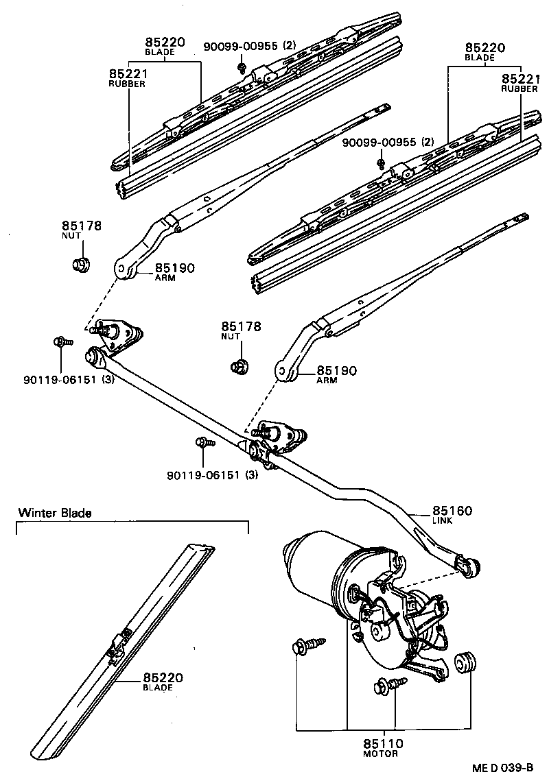 85110-12600 MOTOR ASSY, WINDSHIELD WIPER product image