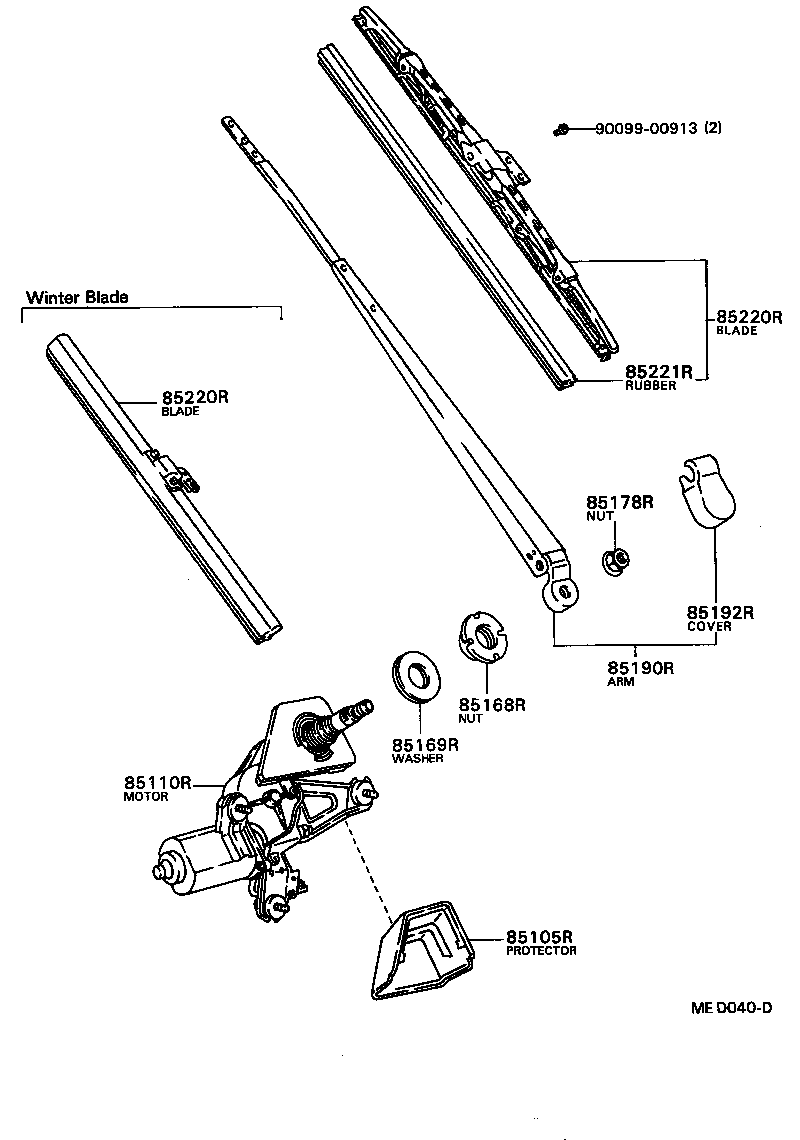 85190-12730 ARM ASSY, REAR WIPER product image