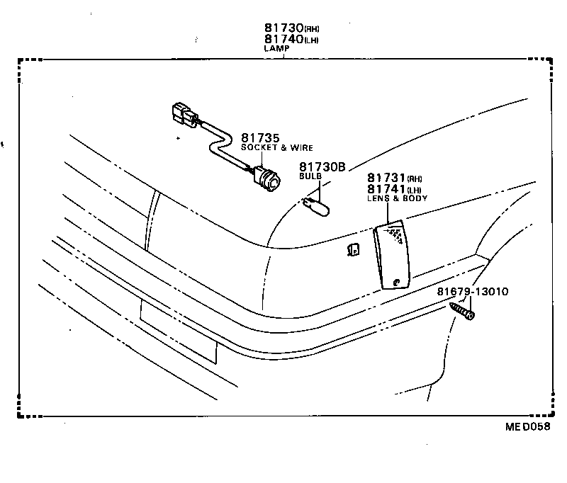81735-12190 SOCKET AND WIRE, SIDE TURN SIGNAL LAMP product image