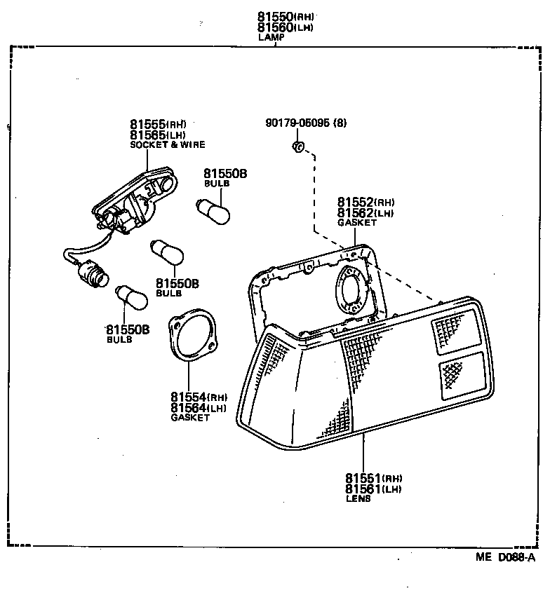 81560-80173 LAMP ASSY, REAR COMBINATION, LH product image