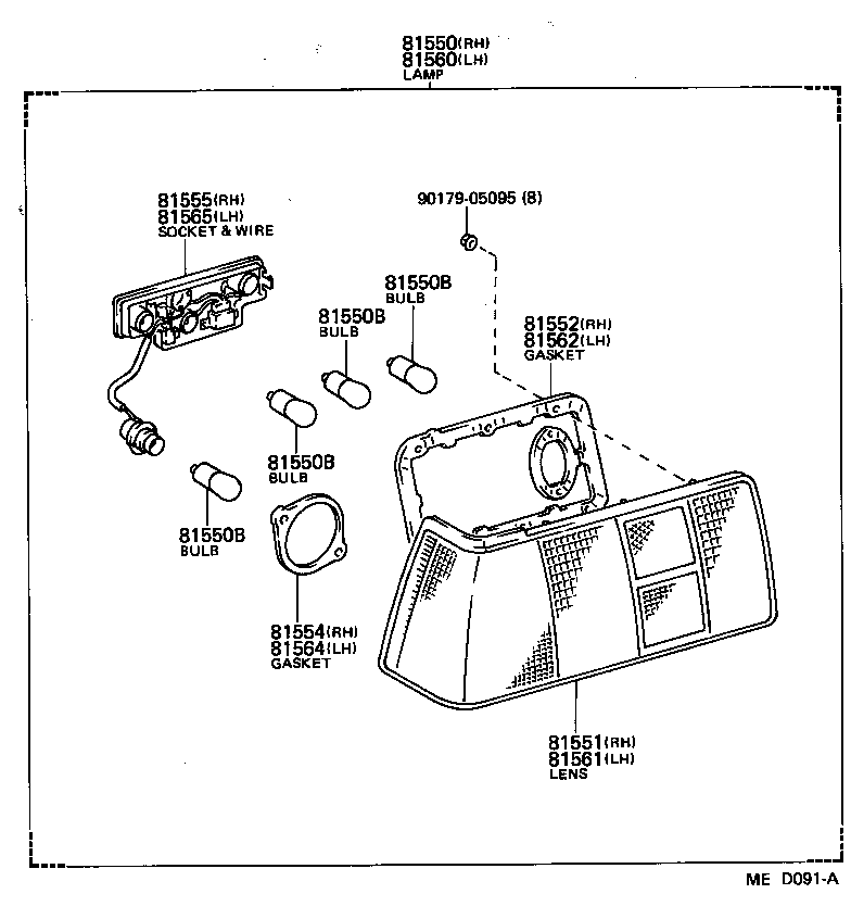 Toyota 81550-80162 LAMP ASSY, REAR COMBINATION, RH