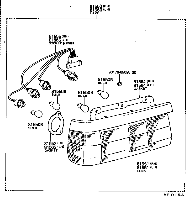 81550-80204 LAMP ASSY, REAR COMBINATION, RH product image