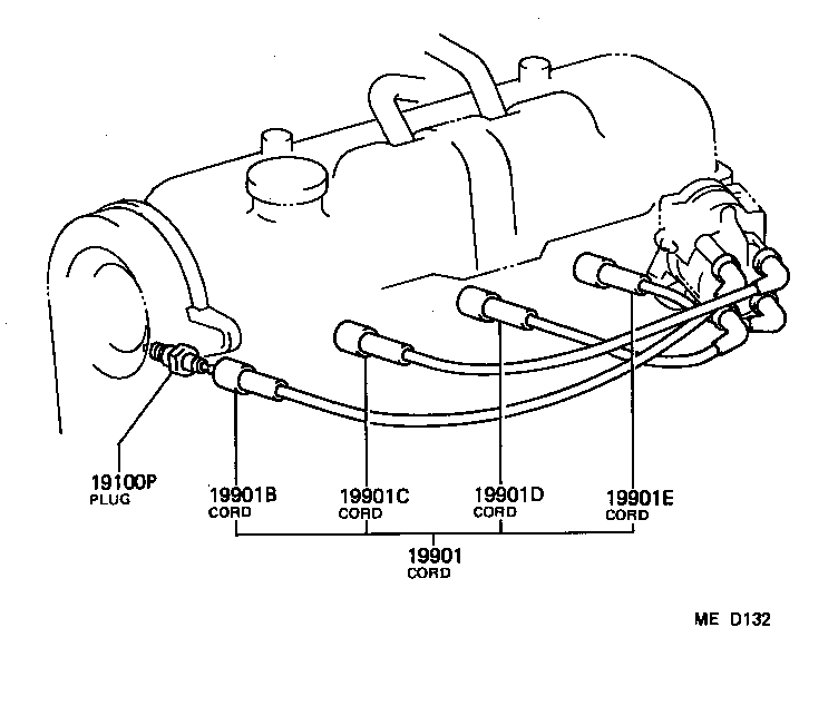 90919-21369 CORD SET, COIL & SPARK, W/RESISTIVE product image