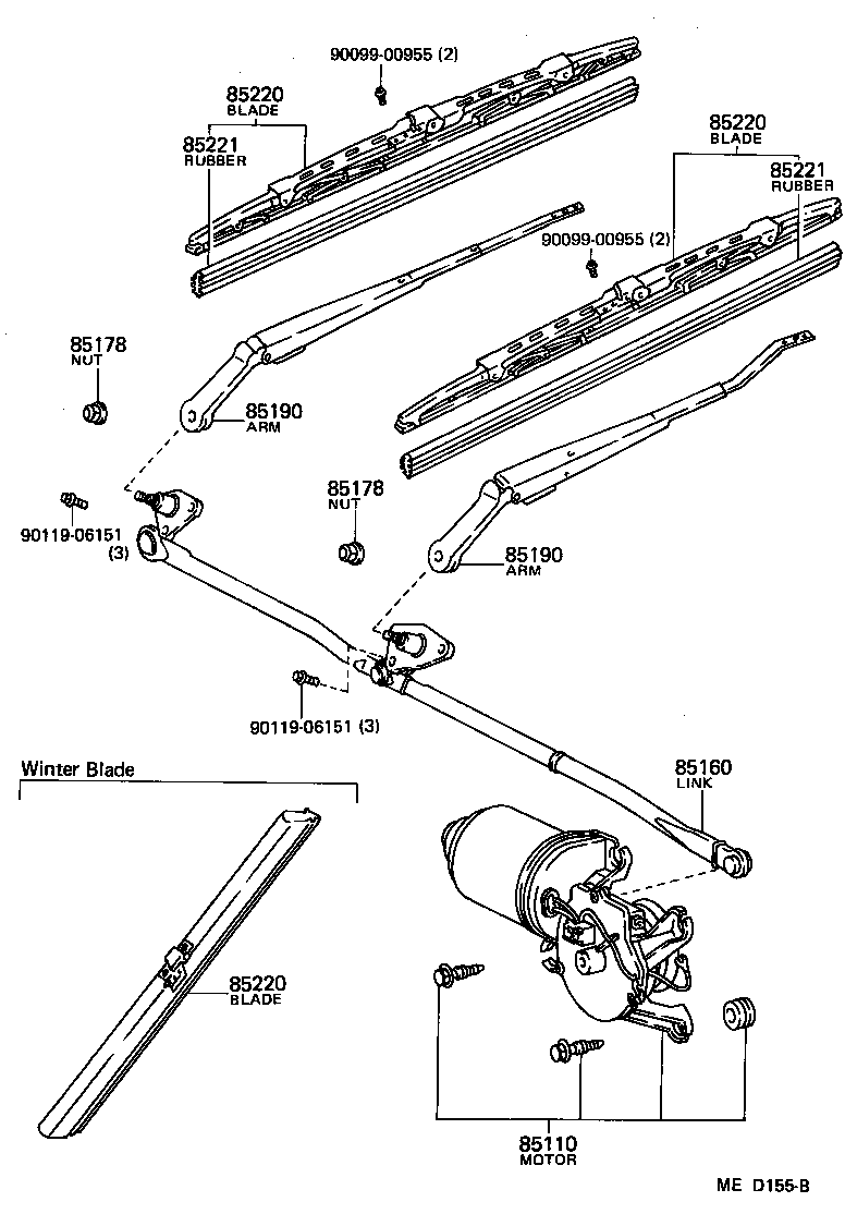 85110-12610 MOTOR ASSY, WINDSHIELD WIPER product image