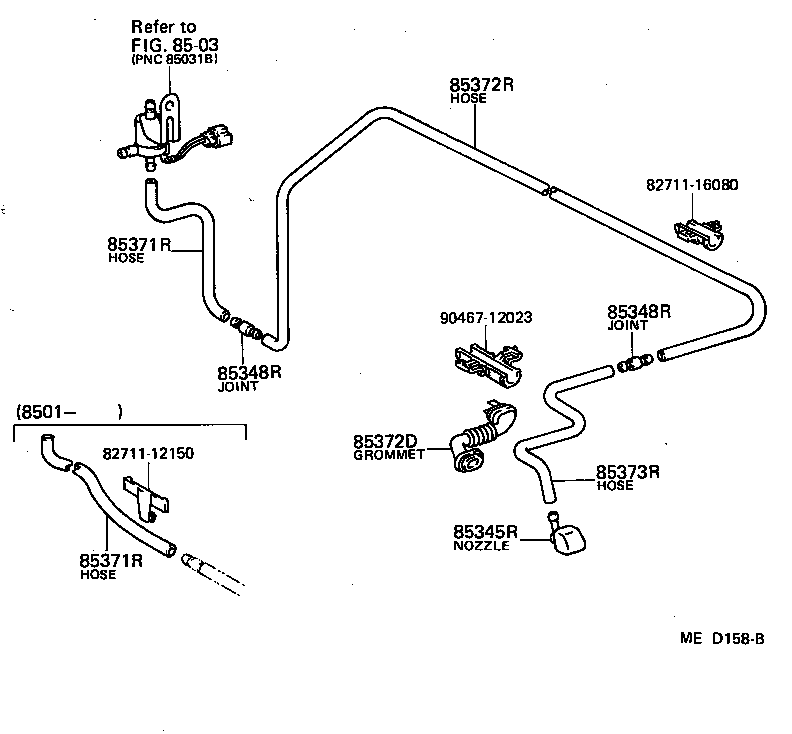 85372-12010 GROMMET, REAR WASHER HOSE product image