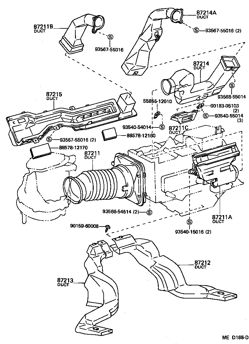 87202-12020 DUCT, AIR, REAR NO.1 product image