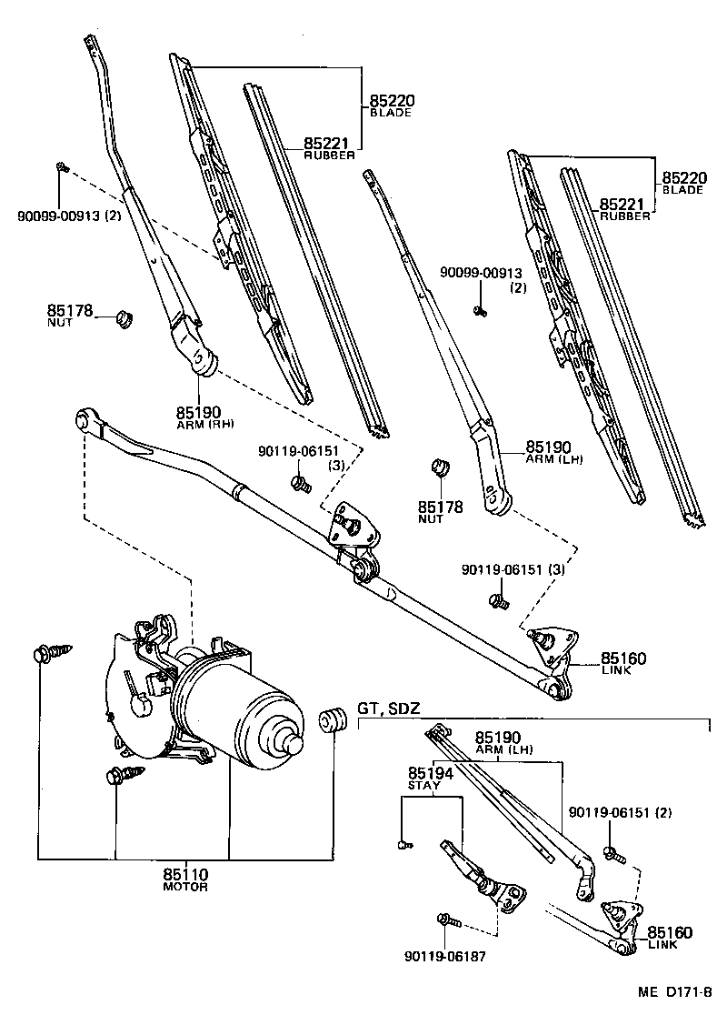 85220-32570 BLADE ASSY, WINDSHIELD WIPER product image