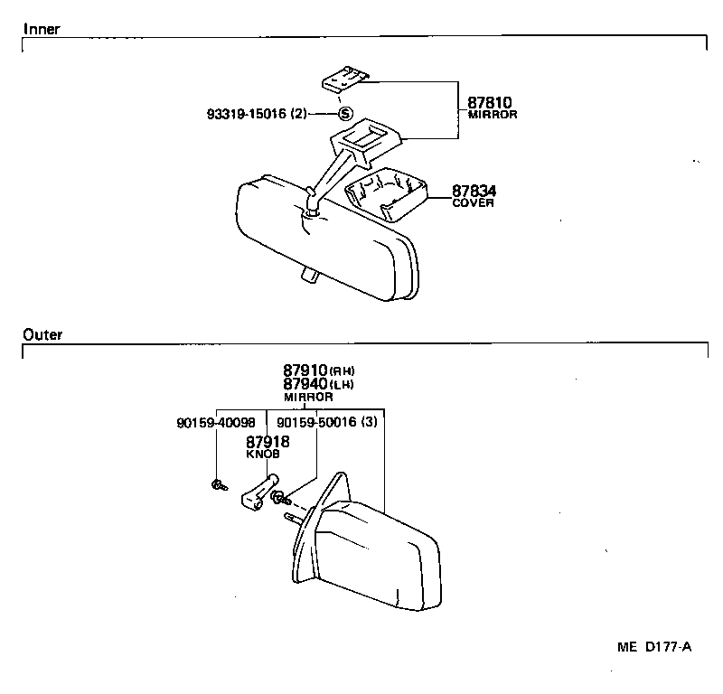 87940-12781 MIRROR ASSY, OUTER REAR VIEW, LH product image