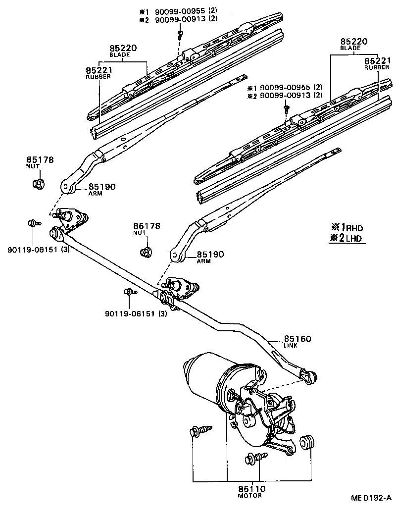 85110-12440 MOTOR ASSY, WINDSHIELD WIPER product image