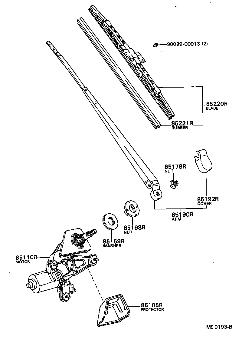 Toyota 85220-16430 BLADE ASSY, REAR WIPER