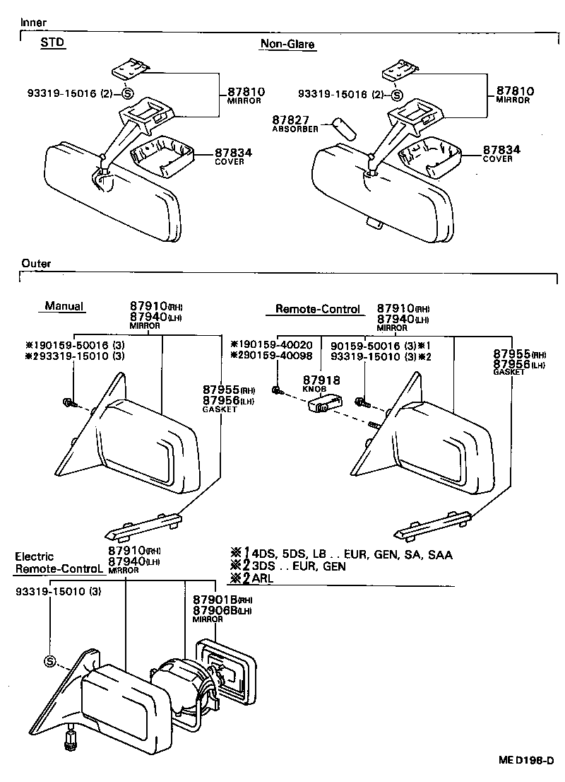 87931-12610 MIRROR SUB-ASSY, OUTER REAR VIEW, RH product image